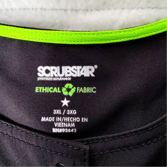 Scrubstar Black Scrub Jacket Women’s 3XL Snap Front Medical Uniform Workwear - Picture 4 of 8